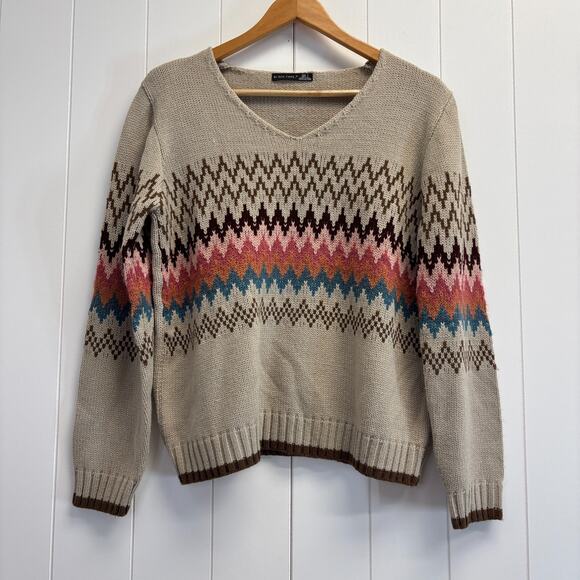 Black Tape Women's Hipster Chevron V-Neck Sweater Size S Neutral Minimalist Cozy - Picture 1 of 7